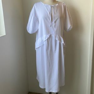 Zara White Cotton  Ruffled Summer Dress M